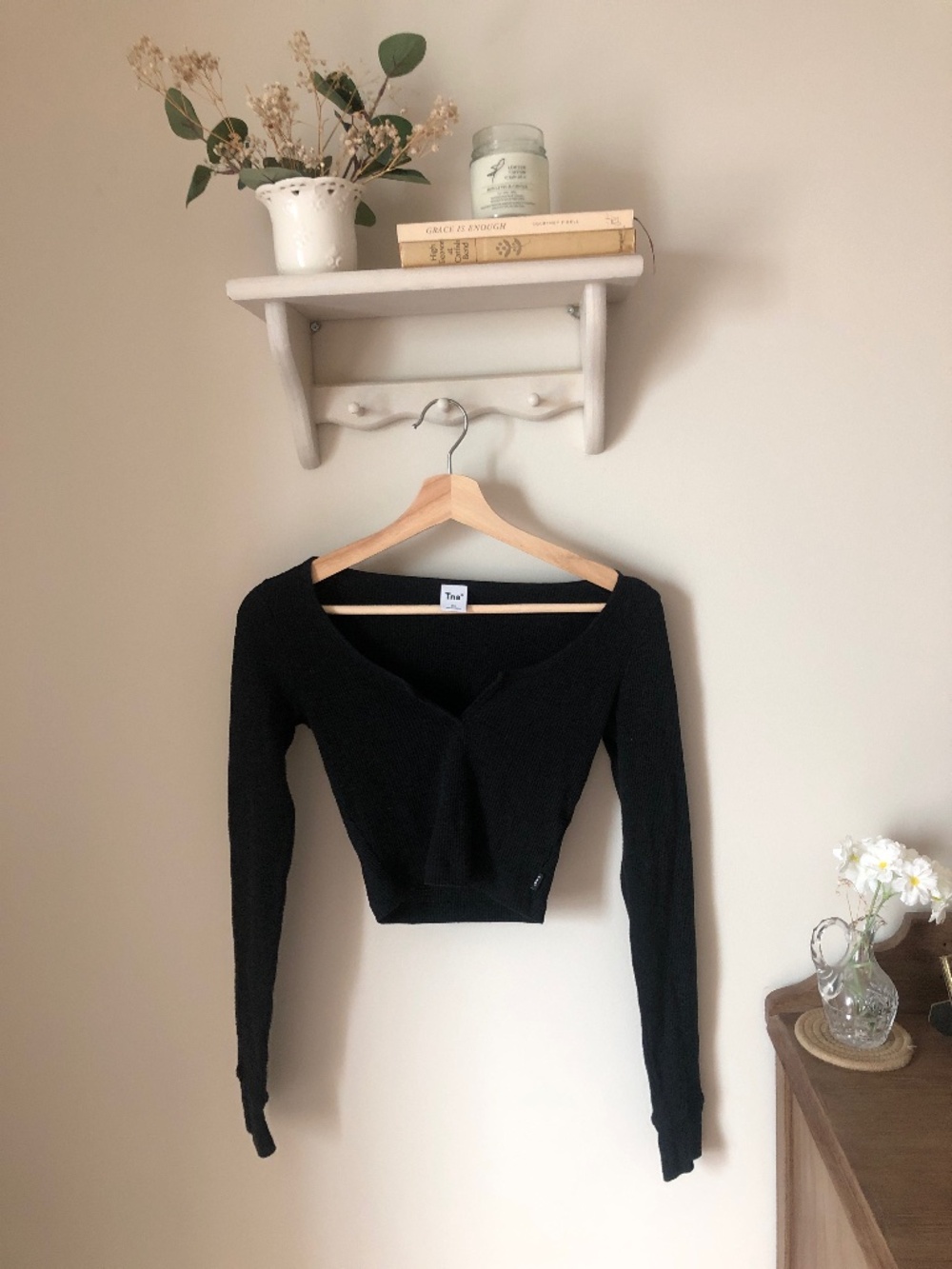 Aritzia - Tna Long Sleeve Ribbed Crop Top - XXS